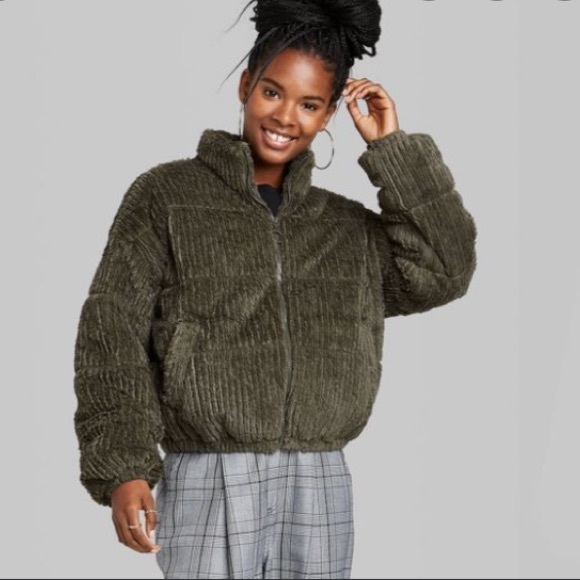 Wild Fable Feathered Cord Puffer Jacket 
